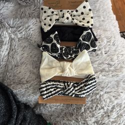 Touched By Nature Baby Girl Organic Cotton Headbands 5 Pack, Heart, 0-24 Months 