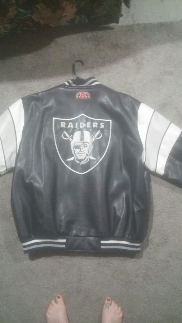 Raiders Leather Jacket Black and Gray XXL * LIKE NEW *