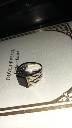 Silver 925 ring with onyx stone size 9