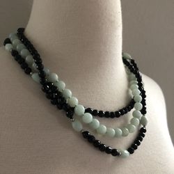 18” Black Onyx Layer Necklace Sterling Silver