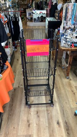 Black rolling storage bin