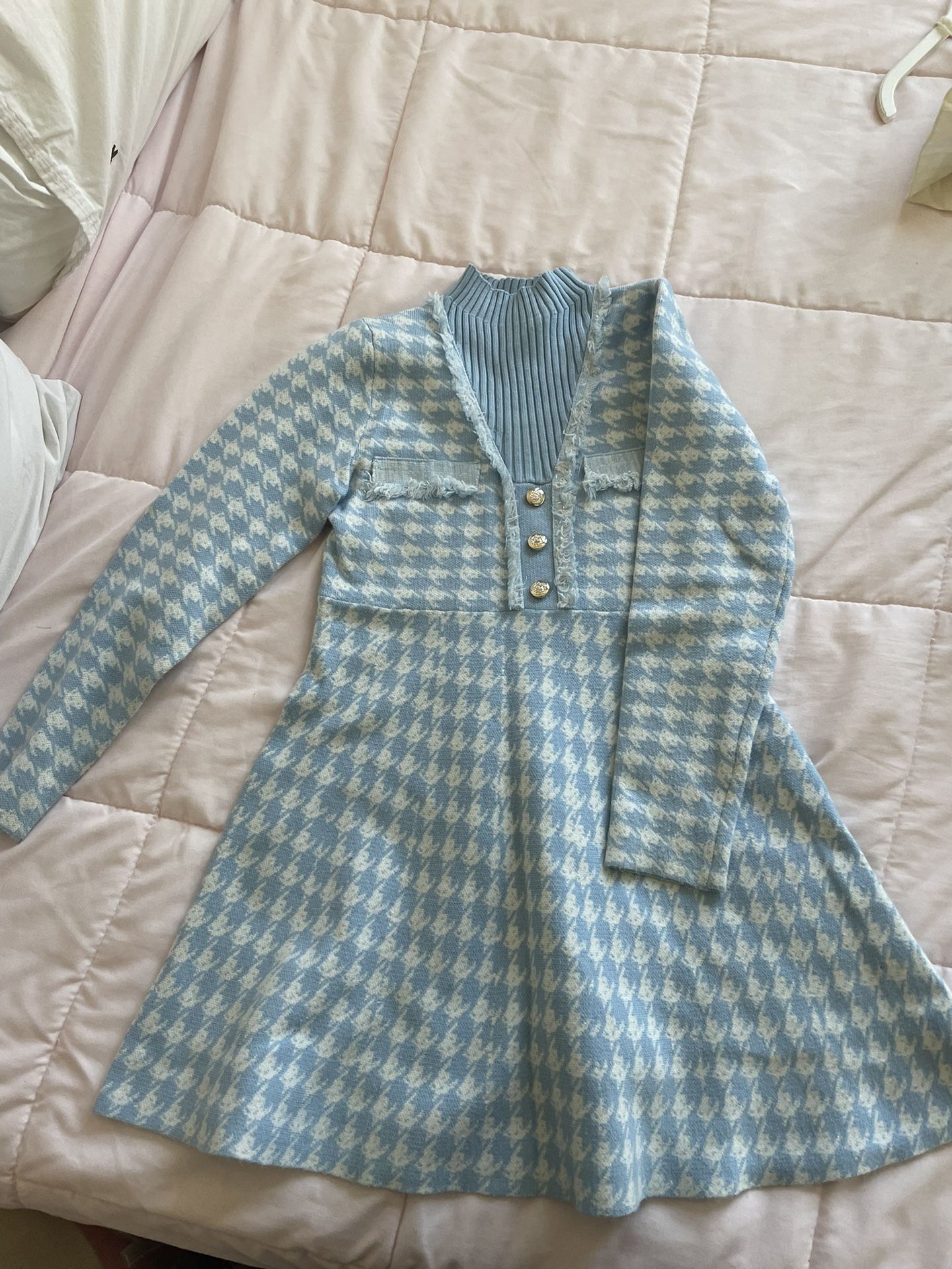 Blue Sweater Dress - Kids Girl Size 8