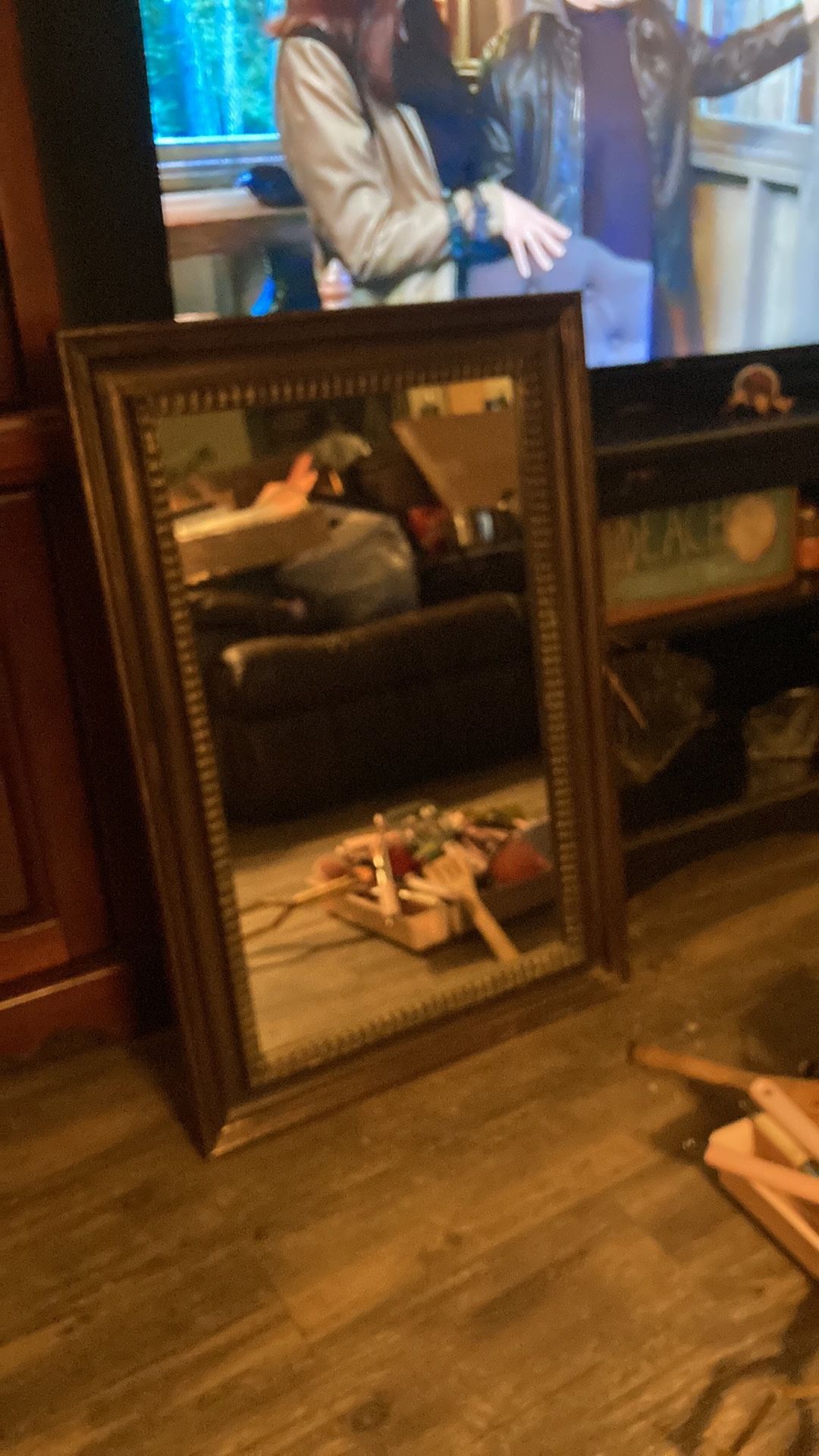 Golden Wood Locking Mirror