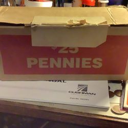 Open Box Of Rolled Pennie’s For Sale 
