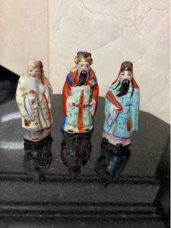 Set of 3 vintage Chinese porcelain wise men figurine 4.5”