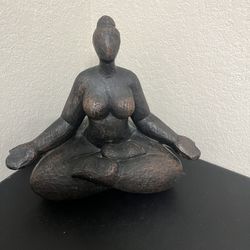 RESIN 11" SUCASANA FEMALE YOGA FIGURINE, BROWN