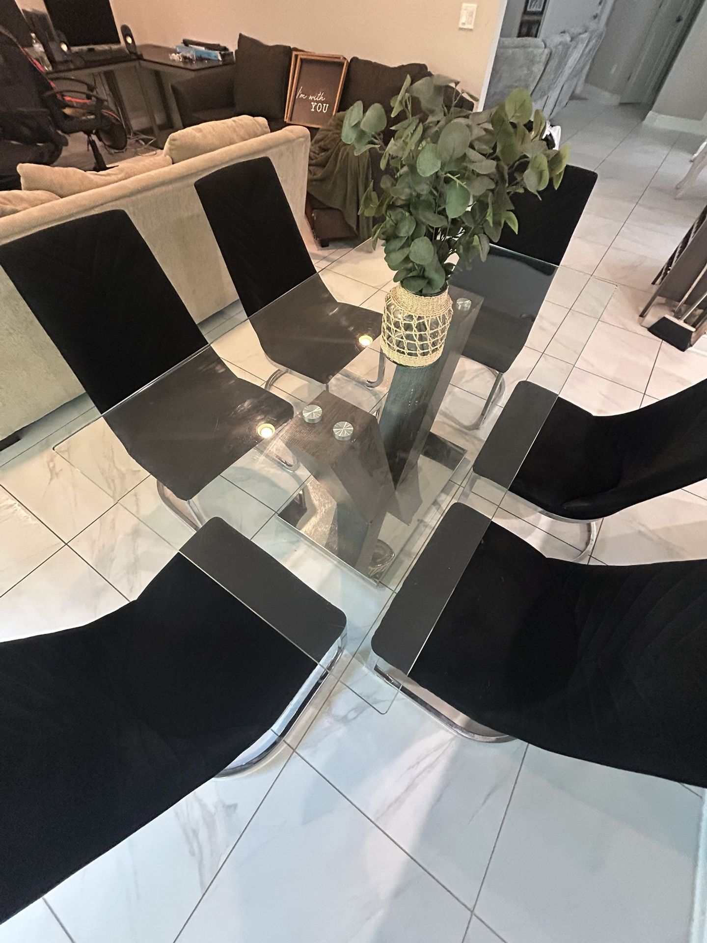 Modern Glass Table With 6 Chairs