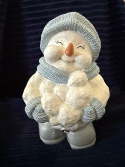 Vintage 1999 Encore Group Snowbabies Figurine Sb 11 Snowball Snowman Blue Knit