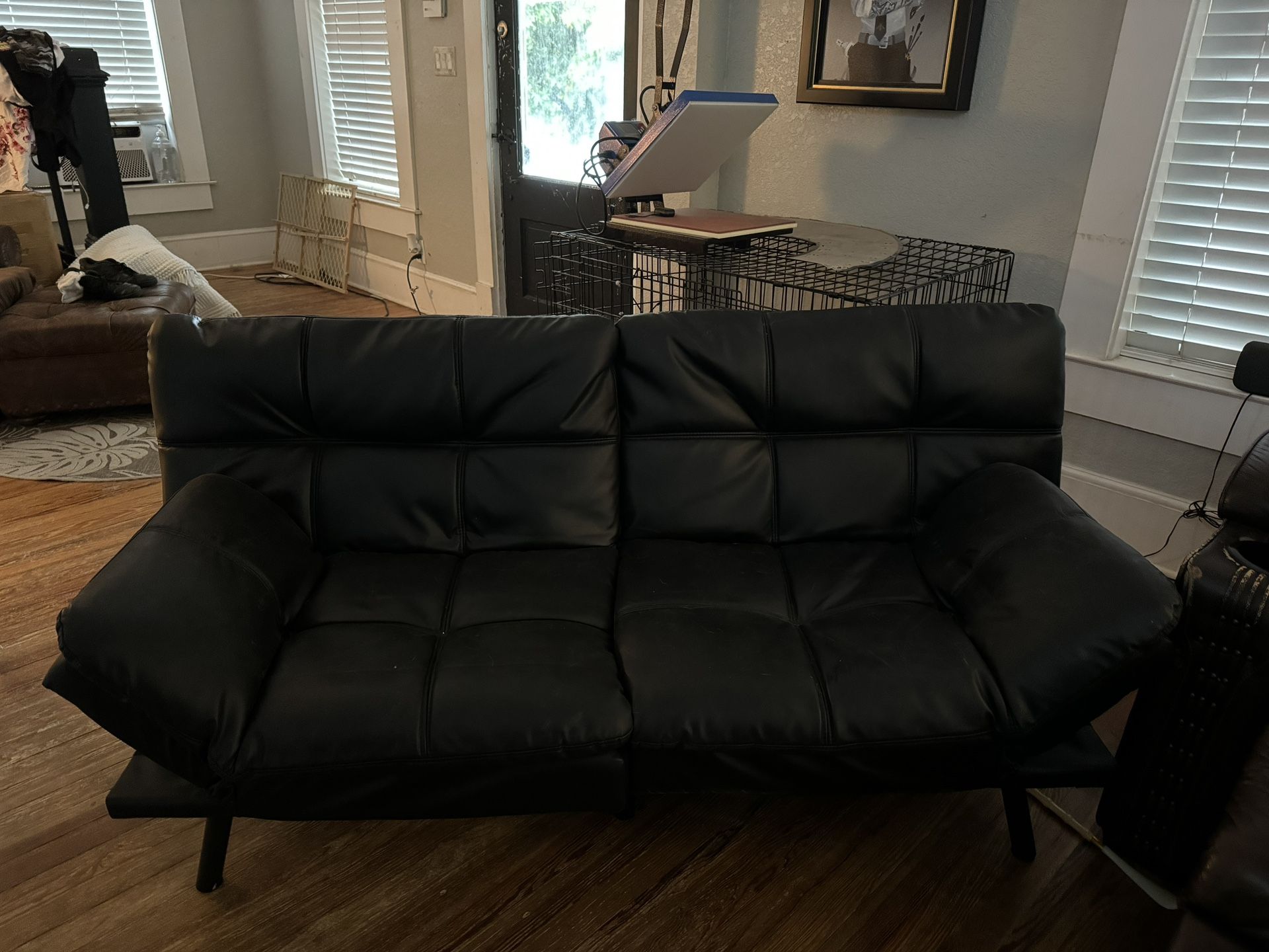 Black Futon  Faux Leather