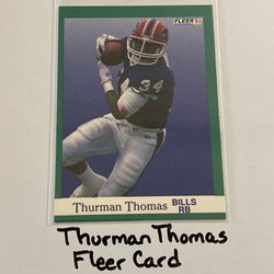Thurman Thomas Buffalo Bills Hall of Fame RB Fleer Card. 