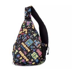 2024 Disney Parks Walt Disney World Crossbody Sling Bag Black Neon Mickey Castle