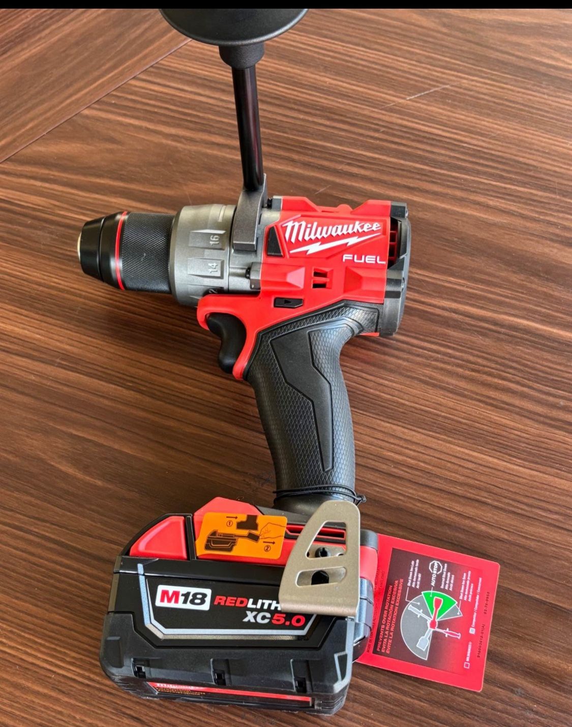 Milwaukee M18 FUEL 18V Lithium-Ion Brushless Cordless 1/2 in. Hammer Drill/Driver and 5.0ah battery