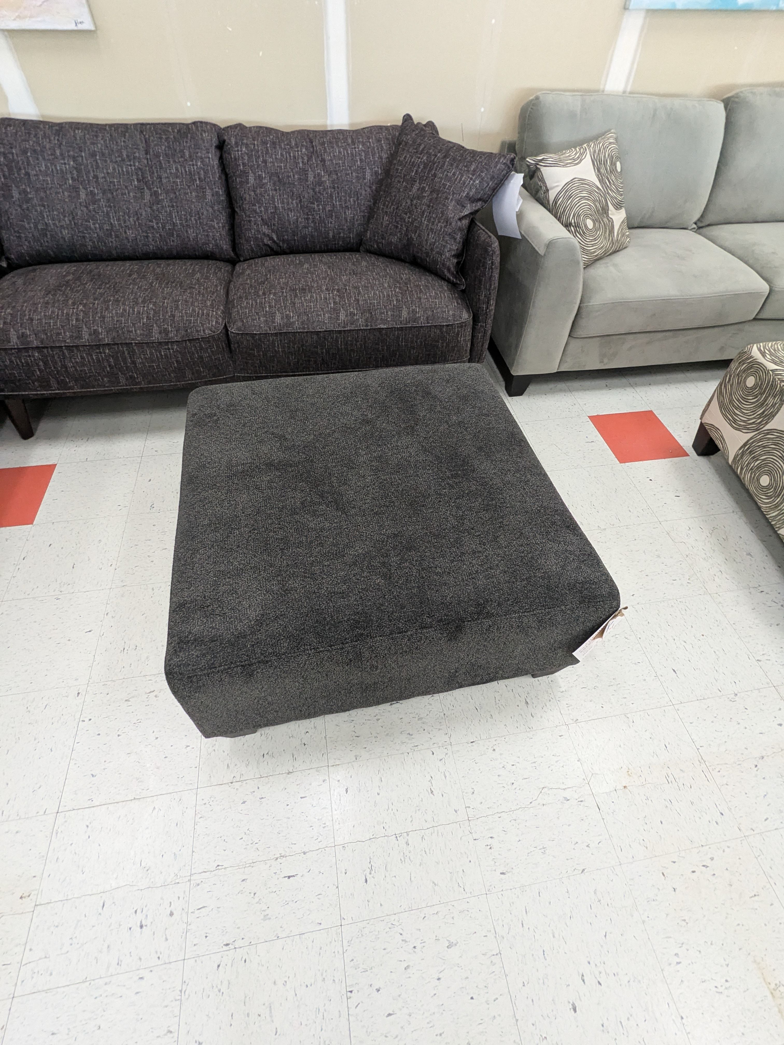 Lombard Graphite Ottoman