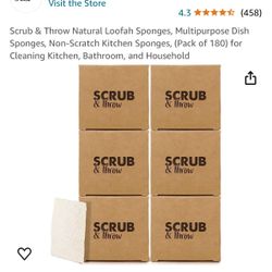 Scrub & Throw Natural Loofah Sponges, Multipurpose Dish Sponges, Non-Scratch Kitchen Sponges, (Pack of 180) for Cleaning Kitchen, Bathroom, and Househ