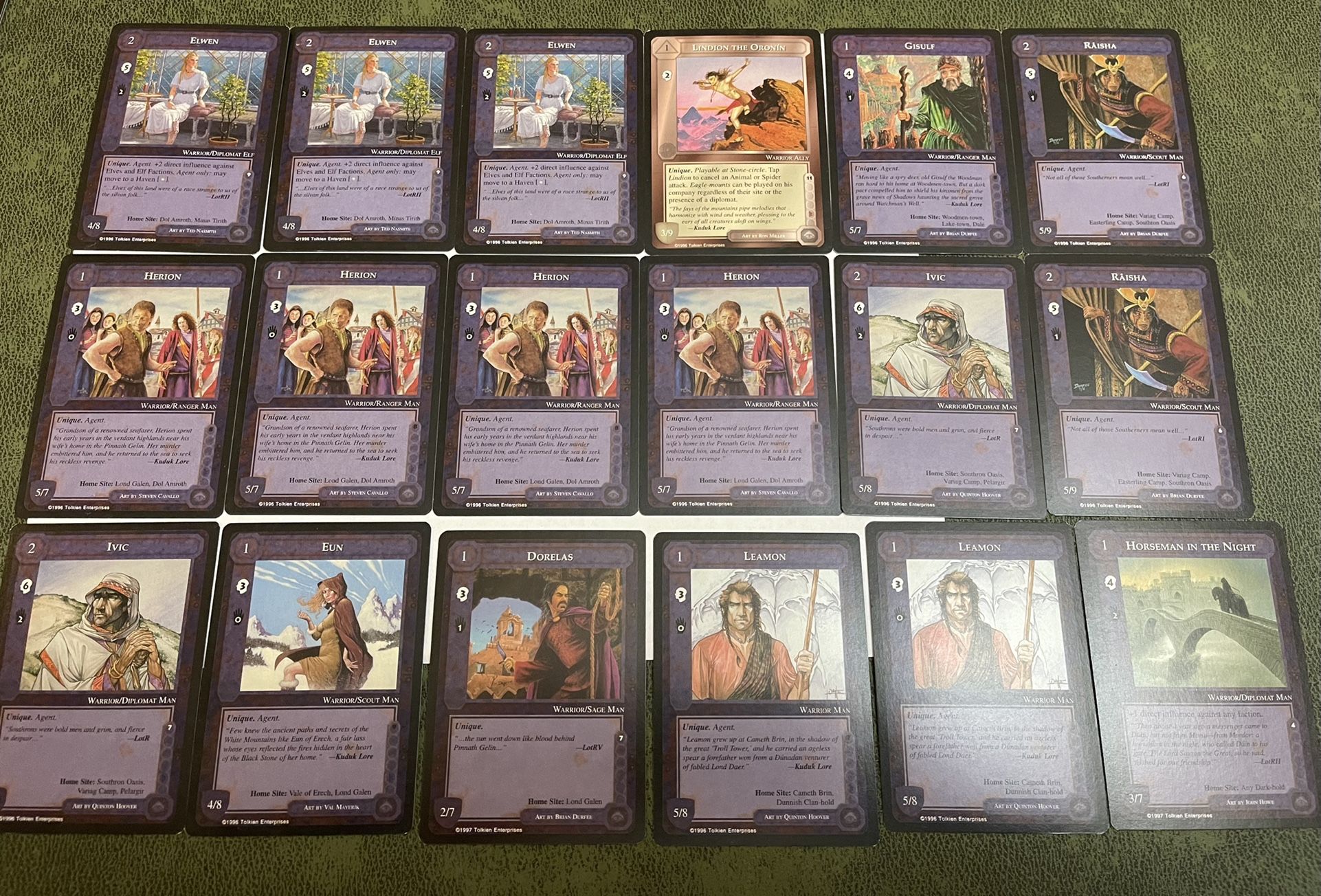 Lot of 18 LOTR Middle Earth CCG Warrior Cards #2