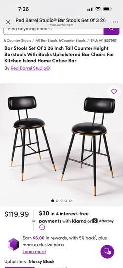 Bar Stools Set Of 2 26 Inch Tall Counter Height Barstools With Backs Upholstered Bar Chairs For Kitchen Island Home Coffee Bar