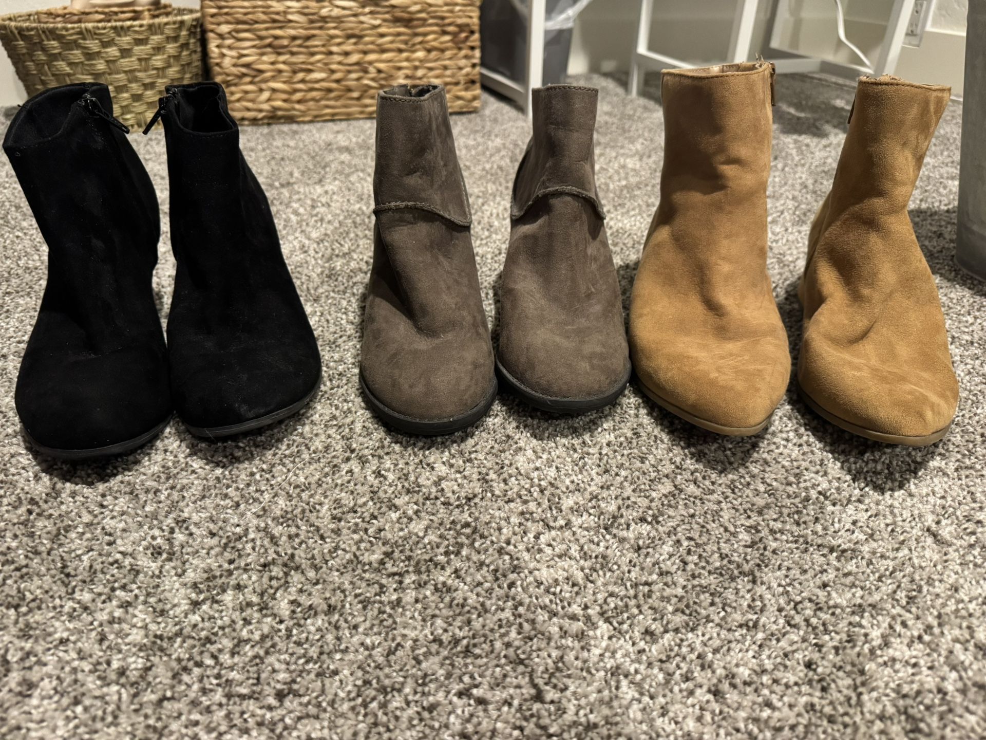 Woman’s Booties (3 Pairs) Size 8/8.5