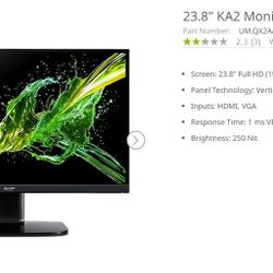 Acer 23.8" KA2 Monitor with HDMI Cable
