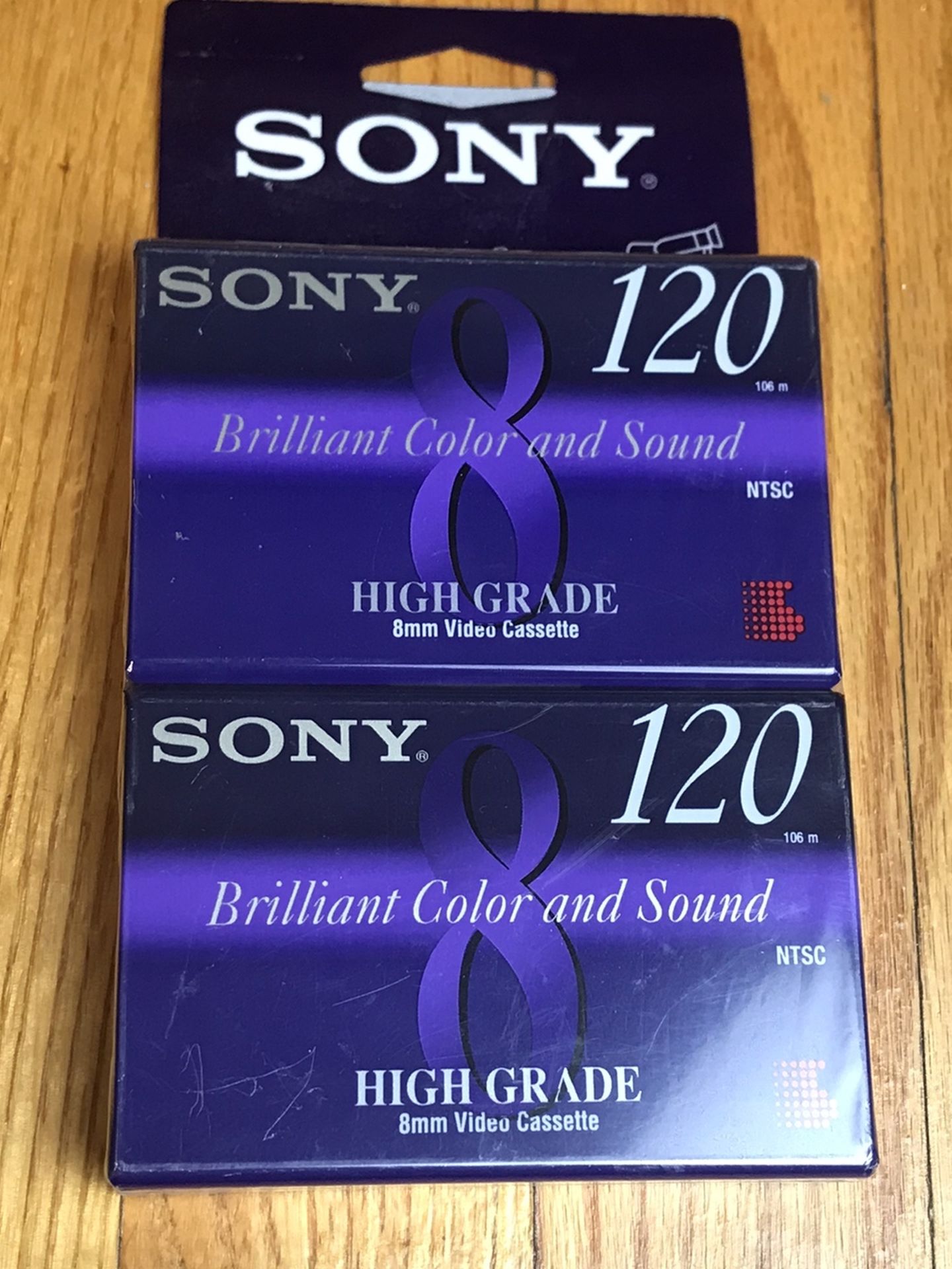 Lot of 2 SONY 8MM 120 min MP Video8 Camcorder Cassette Tape Standard Grade NIP