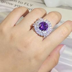 Oval purple Zircon ring
