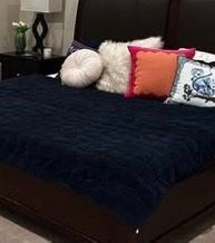 King Size Dark Wood & Upholstered Bed Frame