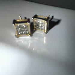 Princess Cut Diamond Earrings 14kGold 