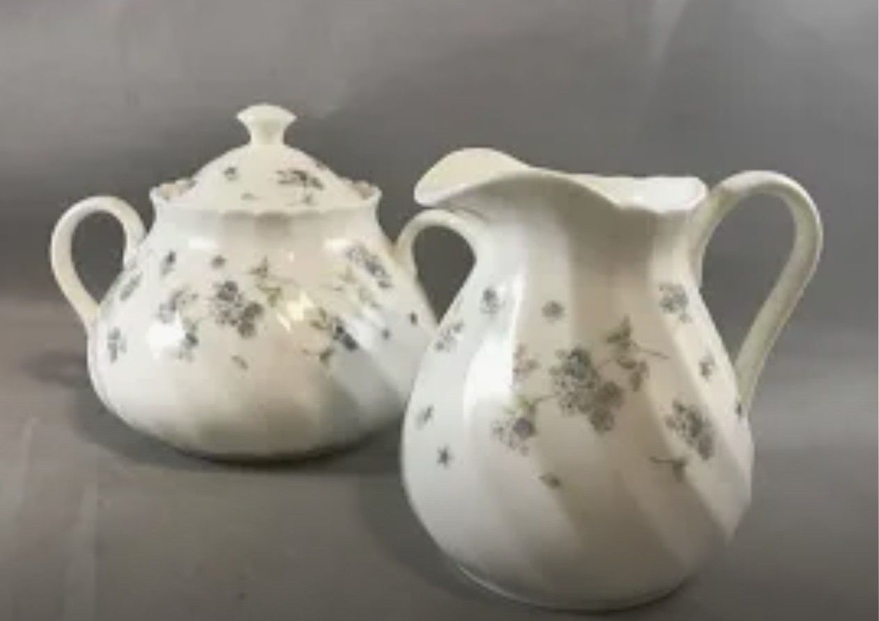 Wedgewood China April Flowers, Creamer And Sugar Bowl