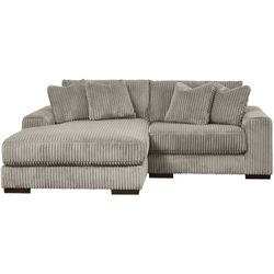 Grey Corduroy Chaise Sectional 