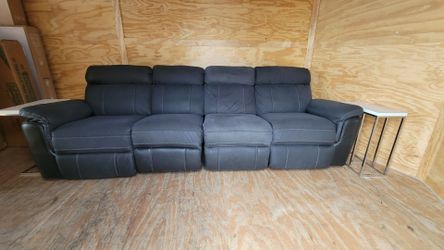 Luxury Leather & Microfiber 4-Seater Reclining Sofa Couch + FREE 2 End Tables
