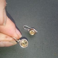 Citrine And Sterling Silver Earrings 