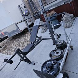 Olympic Weight Bench with Bar and Weights 