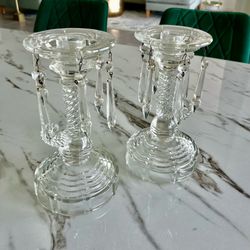 Pair of antique crystal candelabra
