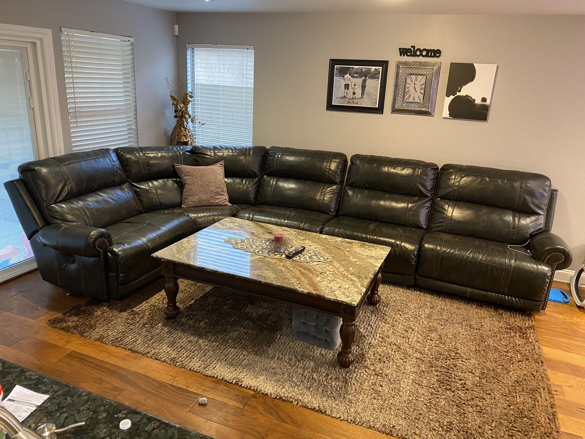 Leather sectional