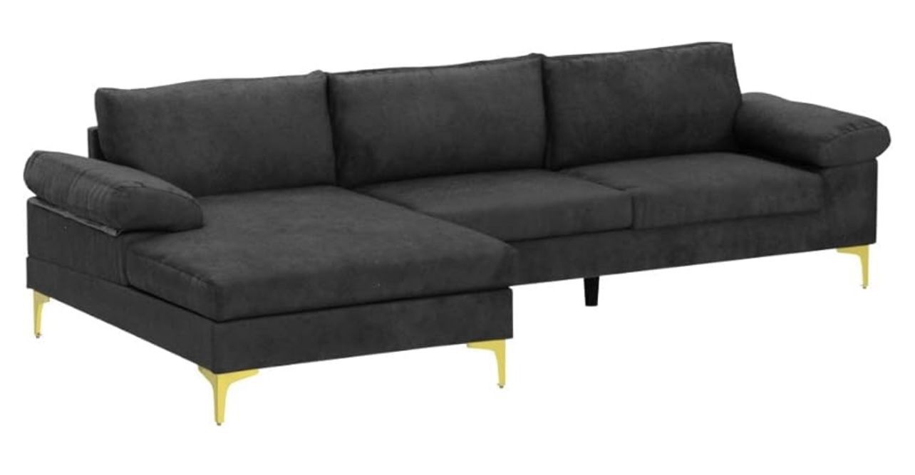 Sectional L Shaped Velvet Couch