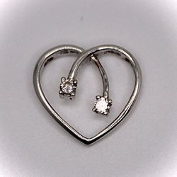 18KT White Gold 0.07CT Round Diamond Heart Pendant