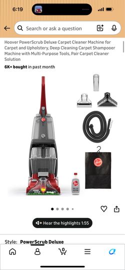 NEW Hoover PowerScrub Deluxe Carpet Cleaner Machine Vacuum for Carpet and Upholstery, Deep Cleaning Carpet Shampooer Machine with Multi-Purpose Tools