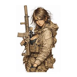 4” Tactical Girl AR 15 Sticker Army Gun Decal .556 Tactical Military NVG