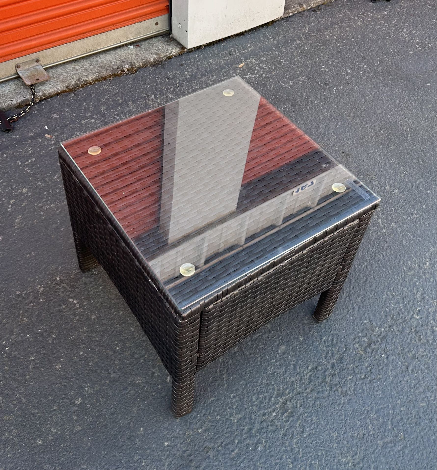 Small Rattan and Glass Side-table 
