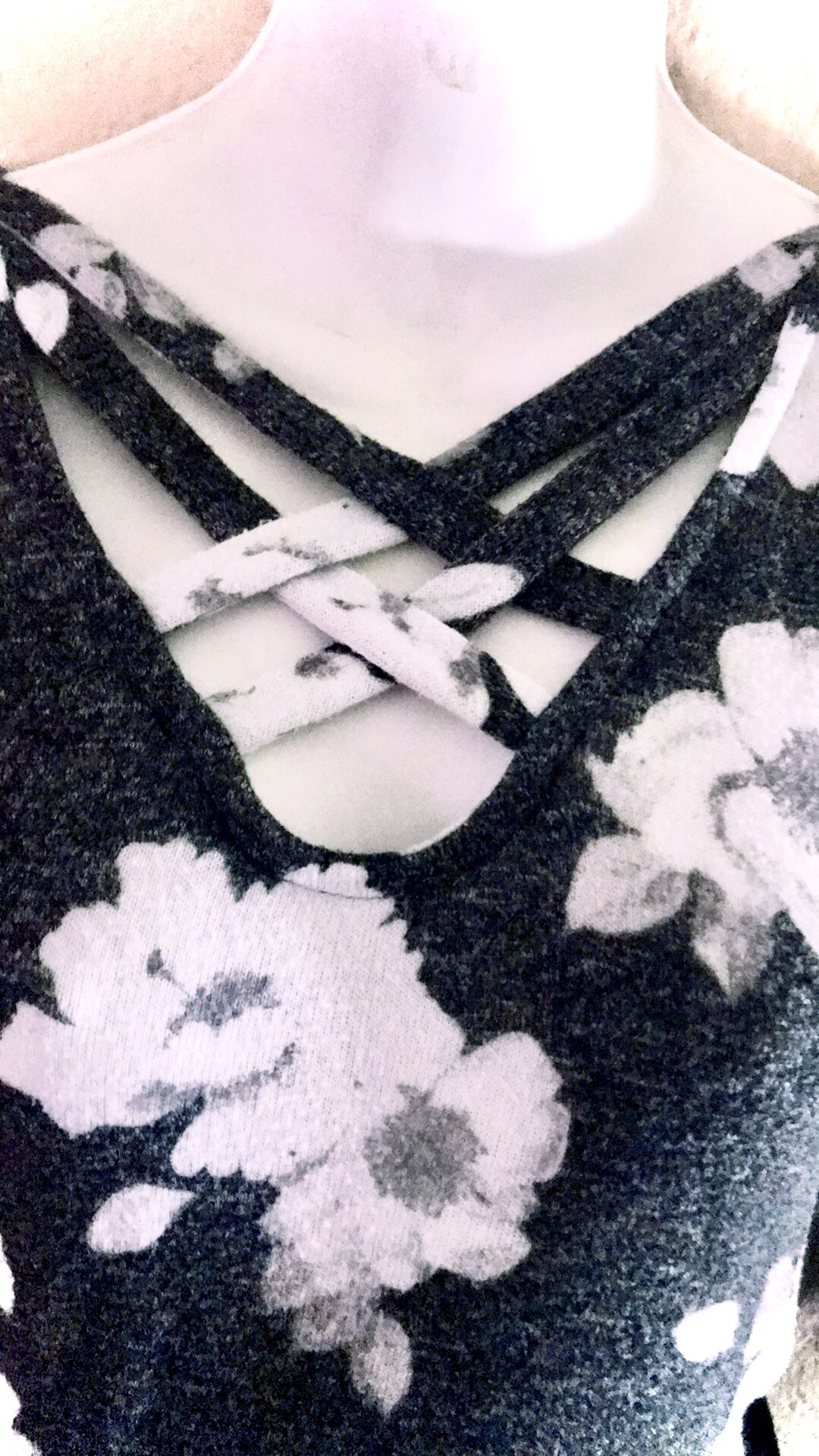 Grey & white flowered dress