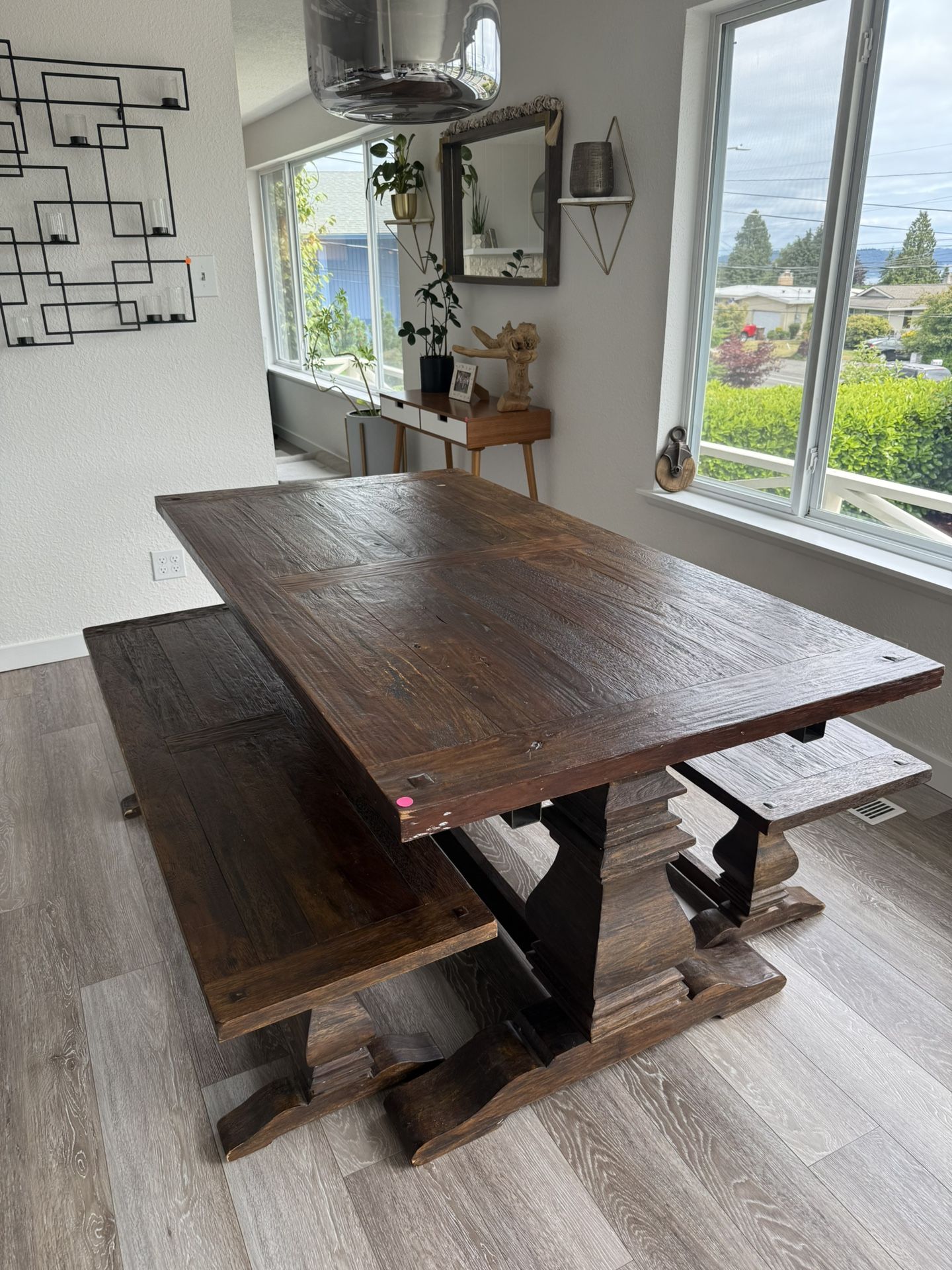 Farmhouse Style Dining Table With Extension Leafs