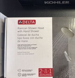 Delta Rain can Shower Head With Hand Shower