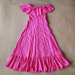 Calvin Klein Women's Off-The-Shoulder Ruffled Maxi Pink Dress