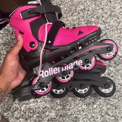 Rollerblad Microblade Girl's Adjustable Fitness Inline Skate, Pink and Bubble Gum, Junior, Youth Performance Inline Skates Size Kids 2 - 5, count of 2