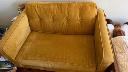 Mustard Yellow Tufted fold out Couch
