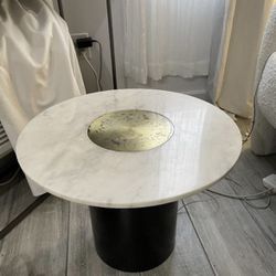 CB2 Marble And Brass Side End Table Coffee Table