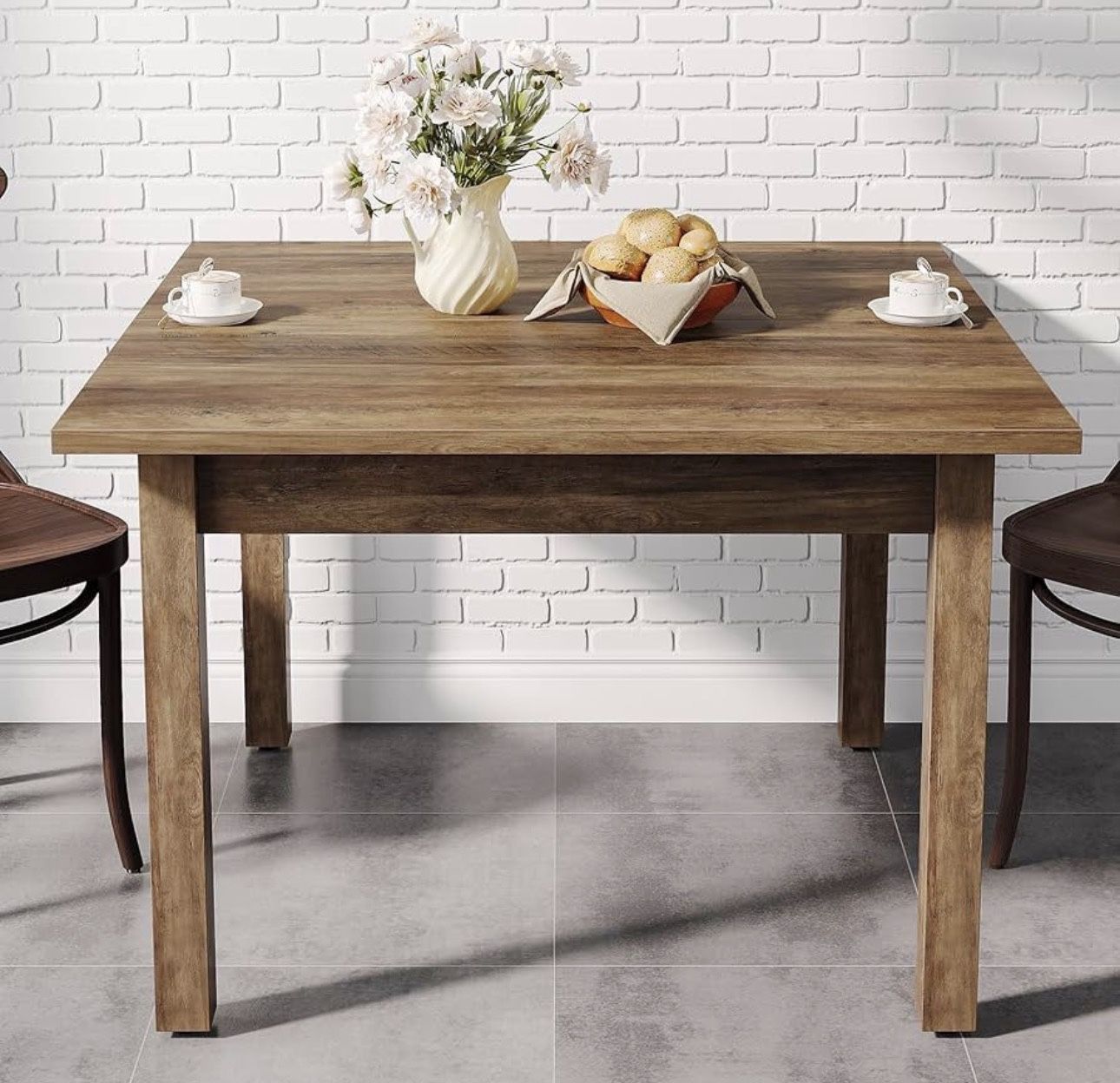 Tribesigns Wood Dining Table Modern Kitchen Table for Dining Room Living Room, 2-4 People Dining Room Table Square Dinner Tables with Wooden Legs Thic