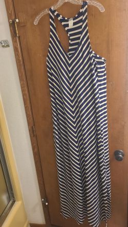 Tommy Bahama Long Dress Blue & White Stripes XL