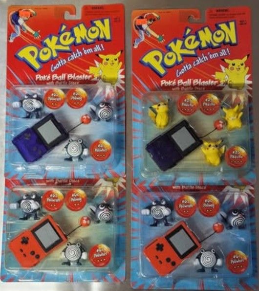 ⚡RARE 1999 Pokémon Poké Ball Blaster with Battle Discs – Pikachu & Poliwag Evolution Set Hasbro