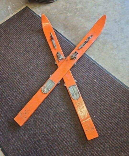 Cabin Decor Vintage Kids Snow Skies