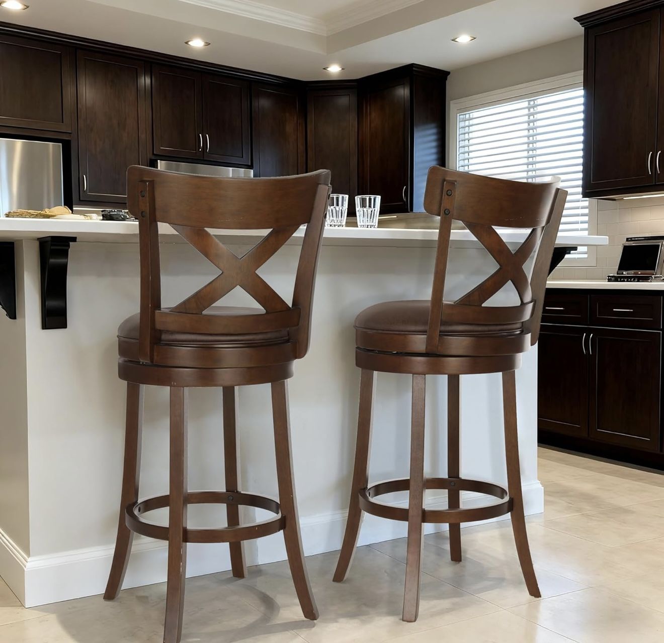 Swivel Bar Stools Set of 2, 30 Inch Bar Height Barstools with Backs(setup already)